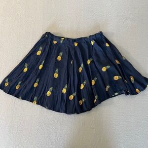 Farm‎ Rio Navy Blue Pineapple Print Elastic Waist brazil Mini Skirt Size L
